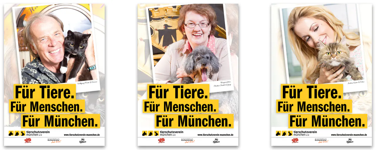 Plakate der Kampagne Für Tiere. Für Menschen. Für München.